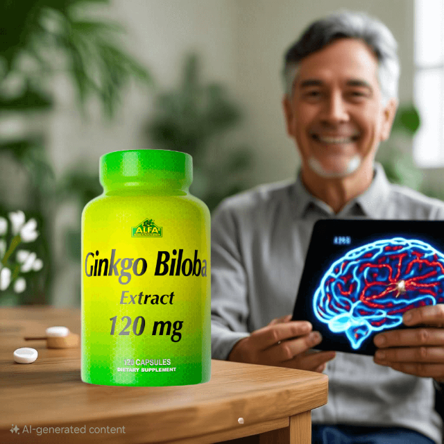 Senior in Abu Dhabi supporting brain health with Ginkgo Biloba – natural supplement for memory and healthy aging