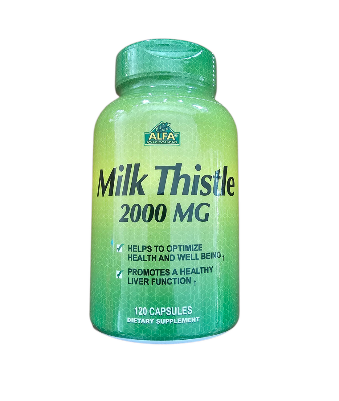Alfa Vitamins Milk Thistle 2000mg 120 capsules bottle