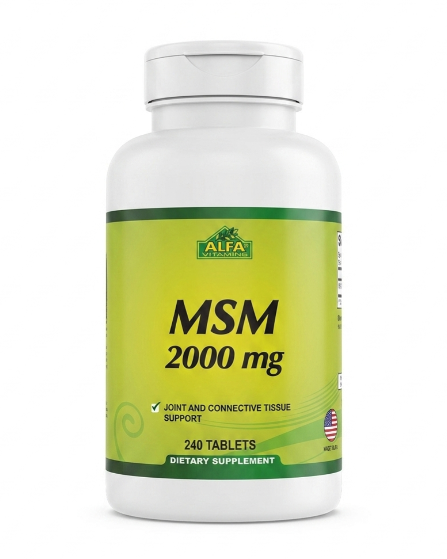 Alfa Vitamins MSM 2000mg 240 tablets bottle