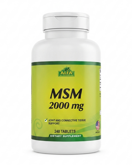 Alfa Vitamins MSM 2000mg 240 tablets bottle