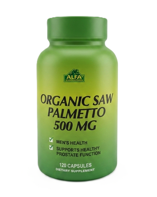 Alfa Vitamins Organic Saw Palmetto 500mg 120 capsules bottle