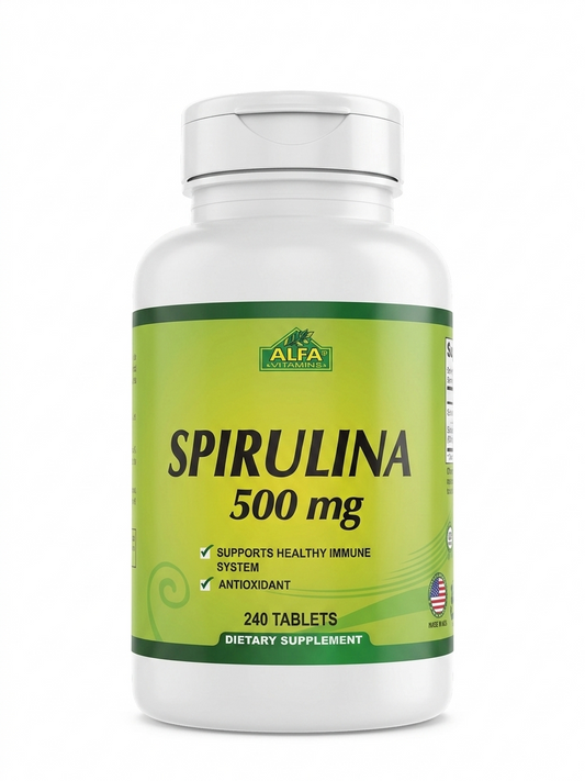 Alfa Vitamins Organic Spirulina 500mg 240 tablets bottle