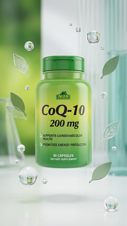 ALFA VITAMINS CoQ-10 200 mg 60 Capsules | Premium Heart Health & Energy Formula | BioHealth UAE