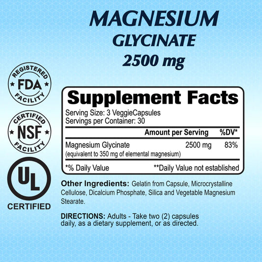 ALFA VITAMINS - Magnesium Glycinate 2500 mg - 90 Capsules