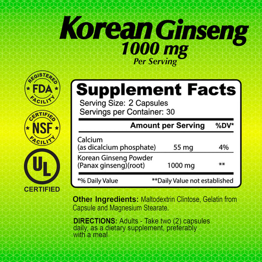 ALFA VITAMINS - Korean Ginseng 1000 mg - 60 capsules