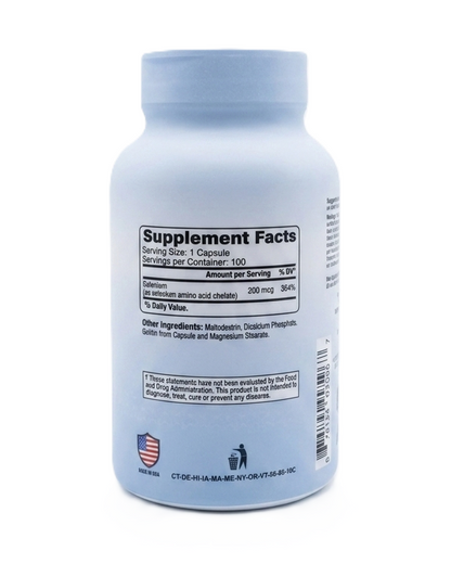 Alfa Vitamins Selenium 200mcg label detail showing FDA registered, NSF certified and UL certified badges