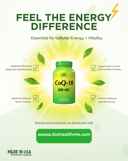 ALFA VITAMINS CoQ-10 200 mg 60 Capsules | Premium Heart Health & Energy Formula | BioHealth UAE